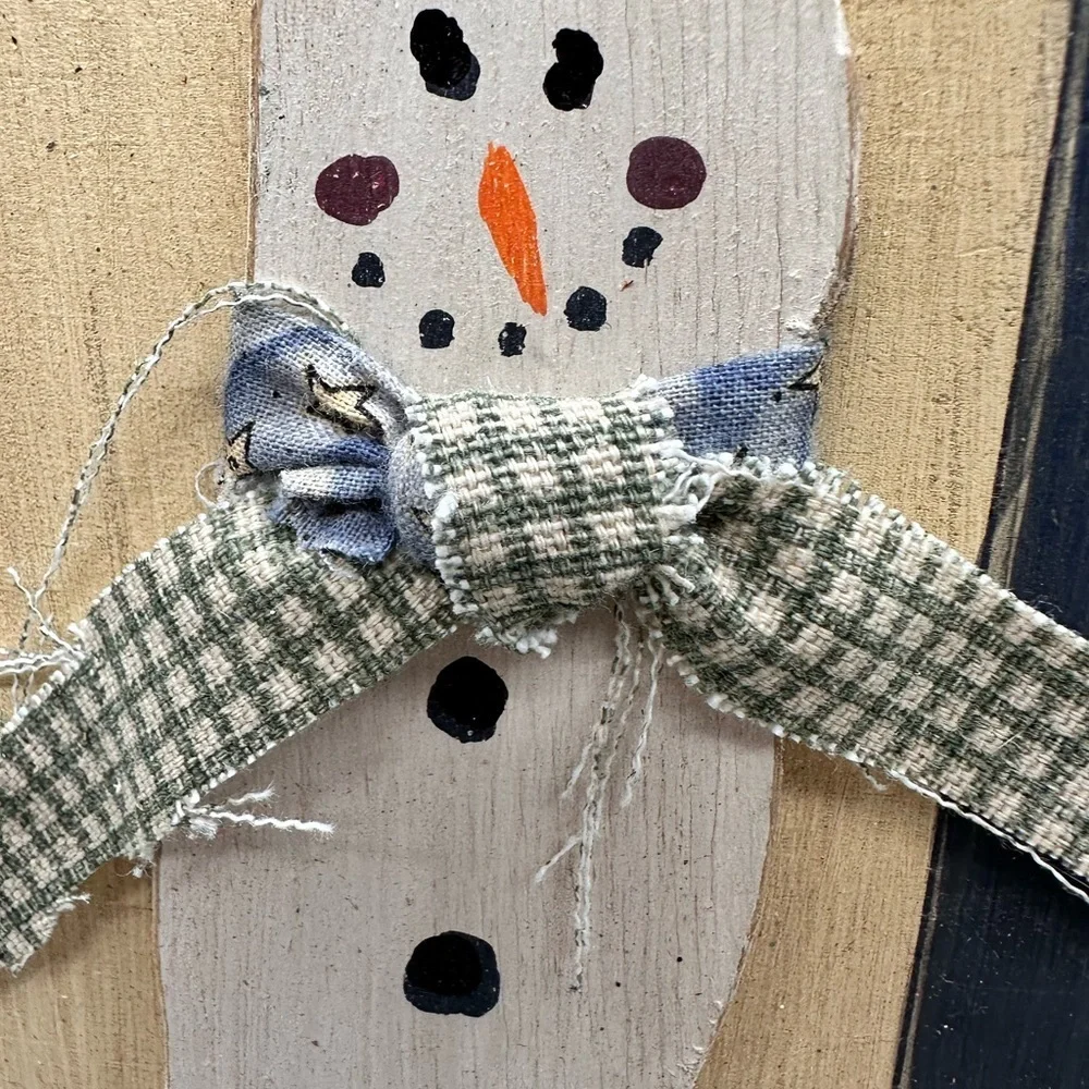 Vintage wooden Winter snowman sign